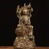 Adornos de Latón Rey Ksitigarbha Figura Antigua Buda Sentado Roca Llama Adornos Ksitigarbha Rey Bodhisattva