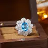 Anel de Pedra Natural Feminino Prata S925 Topázio Citrino Ametista Anel Aberto Transmissão ao Vivo Venda Quente Transfronteiriça Atacado