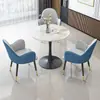 Mesa de negociación de tablero de roca y combinación de sillas, silla de cuero con garra de gato, mesa de recepción de negocios, mesa redonda pequeña, mesa de café de ocio para balcón, mesa de comedor de lujo ligero