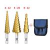 Broca escavadora hexagonal com haste cruzada, banhada a titânio, 3-12/4-12/4-20mm, kit pequeno de três peças tipo pagoda