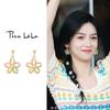 Pendientes de Flores Coloridas Super Hada Clips para Orejas de Mujer Nuevos Pendientes de Verano Pendientes Lujo Accesible Elegantes de Alta Gama Pendientes Versátiles
