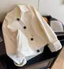Novedad Otoño e Invierno 2026 Estilo Coreano Casual para Mujer Holgada Rayas Patchwork Manga Larga Casual Cuello Solapa Chaqueta Top para Mujer Tendencia