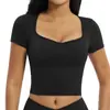 Nueva Camiseta Deportiva de Yoga de Manga Corta con Cuello Abierto, Sensación de Segunda Piel, Ajustada, para Fitness, Running, Deporte 2539