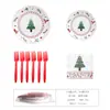 Decoración Navideña Transfronteriza de Temporada Diseño para Fiesta Plato de Papel Vaso de Papel Servilleta de Papel Mantel Plato Desechable para Cena Paquete de Vajilla