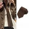 ¡El Toque Final! Corbata de Lunares Marrones con un Estilo Vintage de Alto Nivel Old Money, Bufanda de Moda en Forma de Flecha, Bufanda de Seda, Cinturón