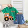 Roupas Infantis para Meninos Ternos para Meninos 2025 Novas Roupas de Verão Moda e Estiloso Desenho Animado Infantil Manga Curta Verão Macacões para Bebês