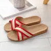 Pantuflas Antideslizantes Adhesivas para Interiores con Suelas Suaves, Ligeras y Transpirables, Adecuadas para Uso en Casa, Diseño de Tira Cruzada, Pantuflas de Lino para Todas las Estaciones para Parejas, Hombres y Mujeres, Uso en Viajes y Hogar