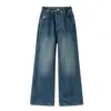 Jeans de Otoño para Niñas Conjunto de Primavera y Otoño 2026 Nuevos Pantalones de Pierna Ancha Bordados en Bolsillo para Niños Grandes Pantalones Largos Versátiles