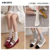 Calcetines de Verano Divertidos Ultradelgados para Mujer, Calcetines de Media Pantorrilla, Malla Transpirable, Absorbentes de Sudor, Elegantes, Cómodos, Calcetines Holgados con Borde Enrollado