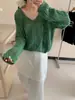 Suéteres de Punto con Mangas Largas y Cortes Estilo Coreano para Mujer 2026 Primavera y Verano Nuevo Estilo Holgado y Versátil Suéter Delgado Protector Solar