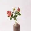 Atmosfera 3 Cabeças Aisha Rosa Flor Artificial Flor de Seda Flor Falsa Plantas Verdes Loja Decoração Casa Flor de Rosa Artificial