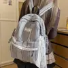 Nova mochila listrada, mochila escolar para estudantes, grande capacidade, mochila estilosa e fofa para o dia a dia, mochila simples e fresca