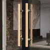 Manija de Puerta Corredera de Vidrio Estilo Minimalista Moderno LOGOTIPO Grabado Manija de Madera Maciza Natural Manija de Puerta de Madera Maciza Original