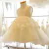 Vestido de Princesa para Niña Pequeña, Vestido de Boda Infantil, Atuendo de Performance para Niña, Vestido Blanco Voluminoso de Dama de Honor, Verano