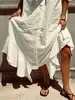 Vestido Transfronterizo Estilo Europeo y Americano Verano 2026 Nuevo Holgado Perezoso de Botones Sencillos con Volantes Bordado Hueco
