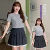 Saia Plissada JK Fofa de Renda Estilo Desejo Puro Saia Midi Evasê para Mulheres Verão Tamanho Plus Saia Plissada com Laço 63372