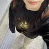 Sudadera con cuello redondo estilo retro americano de girasol, corte holgado para otoño e invierno, estiliza, elegante, casual y relajada, prenda exterior