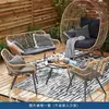 Sofá de Rattan para Vila Externa Varanda de Pátio Proteção Solar à Prova d'Água Combinação de Mesa e Cadeira Acessório de Pousada ao Ar Livre Cadeira de Rattan Ninho de Pássaro Preguiçoso