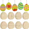 Nuevas Rodajas de Huevo de Madera de Pascua, Huevos de Colores, Manualidades de Madera, Artículos Decorativos de Madera Pintados a Mano para Manualidades Infantiles