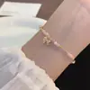 Pulsera de Perlas con Lazo, Pulsera de Cristal Rosa de Lujo Ligero y de Gama Alta, Pulseras Apilables de Cuentas, Cuentas de Transferencia de Nicho para Niñas