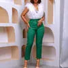 Ropa de Mujer Transfronteriza Ropa Europea y Americana Primavera Cintura Alta Ajustados Nueve Puntos Para Ir al Trabajo Casual Profesional Color Sólido Pantalones Comercio Exterior Pantalones Casuales