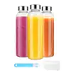 Venta Caliente Transfronteriza Taza de Agua de Vidrio de 18 oz con Tapa de Acero Inoxidable Transparente 500 ml Taza Portátil con Tapa y Cuerda para Té de Frutas y Bebidas