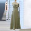 Vestido de Dama de Honor de Satén Nicho Espíritu de Hada de Primavera 2025 Nuevo Verde Look Adelgazante Grupo de Hermanas Vestido Falda Anfitriona de Boda