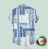 Camisa Masculina Europeia e Americana Transfronteiriça Nova Azul Havaiana Quente Venda 3D Estampa Digital Manga Curta