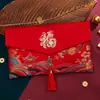 Sobres Rojos Bordados con Borlas Estilo Chino para Saludos de Año Nuevo y Festival de Primavera, Sobres Rojos de Mil Yuanes, Sobre Rojo de Tela al por Mayor de Fabricante, Personalizable