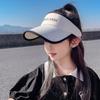 Protección Solar para Niños Sombrero de Sol de Verano de Ala Ancha con Cola de Caballo 2024 Estilo Extranjero Seda de Hielo Sombrero de Copa Vacía Sombrero de Verano para Viaje