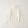 Suéter Infantil Estilo Coreano 2026, Tricô Grosso, Cor Sólida, Camisa Base de Gola Alta, Suéter Pulôver Grosso para Meninos e Meninas