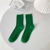 Calcetines Apilables de Doble Aguja Estilo Japonés Nuevo Calcetines Trendy Verdes de Primavera y Otoño de Media Caña Calcetines de Corea del Sur Color Sólido Calcetines Blancos de Mujer