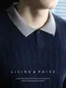 Suéter de punto trenzado de alta gama para hombre con solapa de color contrastante y diseño de un solo botón, adecuado para ropa de negocios en otoño e invierno, proporcionando calidez y un aspecto elegante
