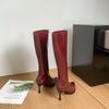 Botas de Caballero de Tacón Fino para Mujer 2025 Otoño e Invierno Nuevas Botas de Tacón Alto por Encima de la Rodilla de Cuero Patentado Francés Botas Retro