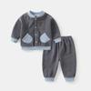 Roupas Quentes de Outono e Inverno para Bebês Veludo Grão Olímpico Fleece Espessado Forrado Fato Dividido Roupa Exterior Roupas de Outono para Bebês Roupas de Inverno Divididas para Homens e Mulheres