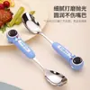 Colher com Cabo de Silicone Série Desenho Animado Aço Inoxidável 316 Colher para Crianças Utensílios de Mesa Infantil Colher de Comida Colher para Crianças de Jardim de Infância