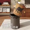 Cubo de basura redondo de cuero francés para el hogar, lujo ligero, alta gama, tamaño grande, sala de estar, cocina, retro, papelera de alto valor