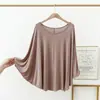 Gordo MM200 kg más gordo suelto talla grande modal camiseta interior manga larga fina ropa de casa manga murciélago camiseta para mujer
