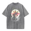 Camisetas Masculinas e Femininas Impressas Digitais Verão Casual All-Match Marca Moderna Americana Solta Retrô Velho Golpe Gigante