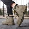 Botas Martin para Hombre Nuevas Llegadas Temporada Otoño/Invierno Más Vendidas Cuero Genuino Suela Gruesa Que Aumenta la Altura Botas Amarillas Grandes Ropa de Trabajo de Caña Alta para Hombre Botas de Cuero para Hombre