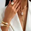 Conjunto de Joyería de Perlas Irregulares Estilo Ins Transfronterizo Europeo y Americano Cadena de Hueso de Serpiente Metálica en Forma de Y Cadena para la Clavícula