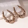 Brincos de Argola de Bambu com Estampa de Leopardo Redondos Europeus e Americanos Transfronteiriços, Brincos de Luxo Leve de Alta Qualidade, Brincos Exagerados Europeus e Americanos Transfronteiriços para Mulheres
