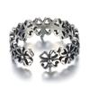 Anillo Abierto de Hoja de Trébol de la Suerte para Mujer Weihua Estilo Coreano Plata Simple Retro Cadena de Plata Tailandesa Anillo Sencillo de Plata