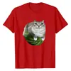 Camiseta Nueva con Estampado de Meme de Gato Sandía para Mujer, Moderna, Comercio Exterior, Holgada, Casual, Deportiva, Manga Corta