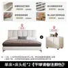 Cama Minimalista Italiana de Fuelles con Raya Vertical de Piel Genuina Nappa Tapizada Suave con Cabecero Curvo Soporte Lumbar Aumentado para Apartamento Pequeño Habitación Principal Cama de Boda