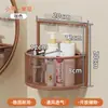 Montado na parede, instalação sem furos, multicamadas, prateleira de armazenamento de grande capacidade para bancadas de banheiro, projetada para produtos de skincare e lenços de limpeza facial, com recursos de ventilação e drenagem