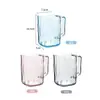 Vaso para enjuague bucal, vaso para cepillado de dientes, vaso de plástico para el hogar con diseño de dibujos animados y ranura integrada, vaso de agua transparente, diseño simple para parejas, adultos y niños