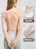 Top de yoga para mujer con mangas largas, espalda abierta, diseño hueco, copa incorporada, diseño con agujero para el pulgar, top ajustado para fitness