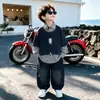 Conjunto de Duas Peças de Roupa para Meninos Primavera e Outono 2026 Nova Roupa da Moda de Outono com Moletom Infantil e Calça Jeans