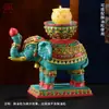 Base de Lámpara de Elefante Pintado en Resina de Xizang, Base de Lámpara de Mantequilla para el Hogar, Portavelas de Lámpara de Luz Eterna, Adorno de Elefante